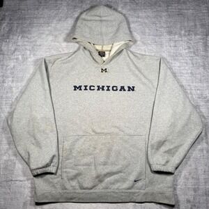 Michigan Wolverines Sweatshirt Mens XL Gray Vintage Nike Team Hoodie Embroidered